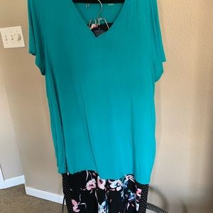 Lane Bryant Turquoise tee and pattern pants